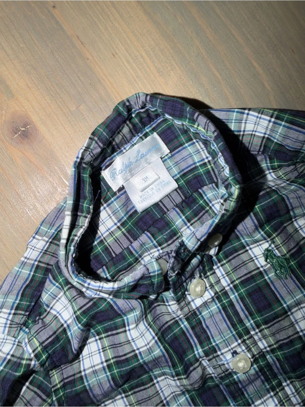 Ralph Lauren Baby Boy Button-Up Shirt & Khaki Shorts Set - Size 3 months